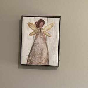 Framed Angel Wall Art with Gold Wings